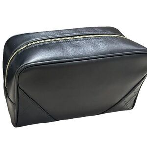 Chanel Vintage Black Leather Diamond Stitched Pouch